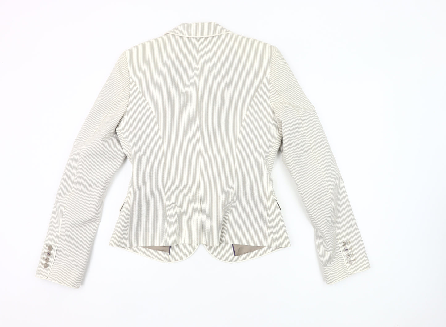 Mexx Women’s Beige Pinstripe Blazer Jacket Size 12 Tailored Workwear