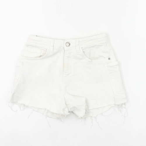 Zara Girls White Cut-Off Denim Shorts Age 11-12 Years Summer Casual