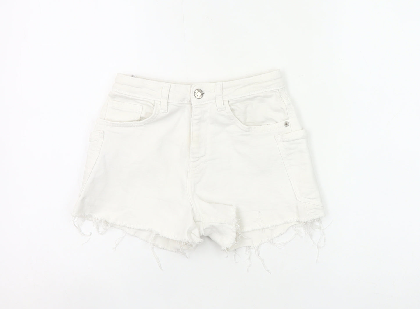 Zara Girls White Cut-Off Denim Shorts Age 11-12 Years Summer Casual