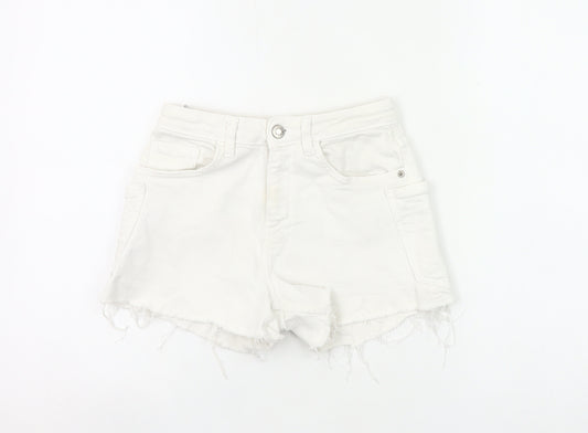 Zara Girls White Cut-Off Denim Shorts Age 11-12 Years Summer Casual