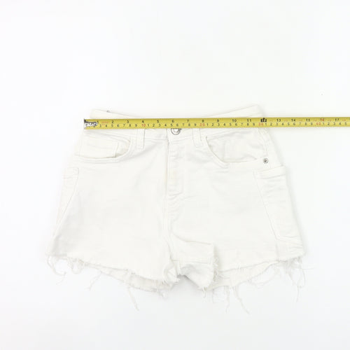 Zara Girls White Cut-Off Denim Shorts Age 11-12 Years Summer Casual