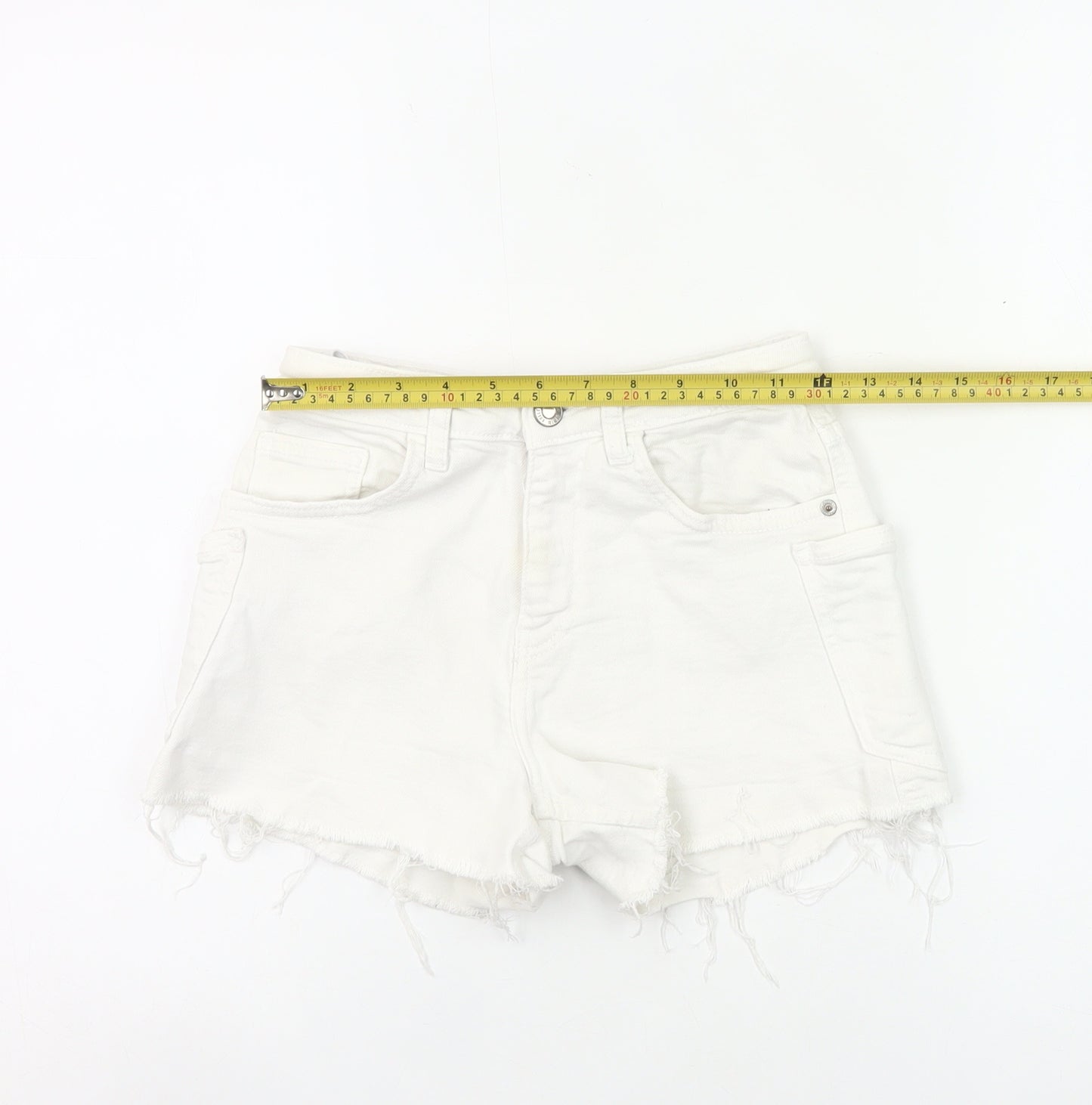 Zara Girls White Cut-Off Denim Shorts Age 11-12 Years Summer Casual