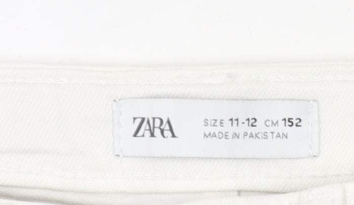 Zara Girls White Cut-Off Denim Shorts Age 11-12 Years Summer Casual