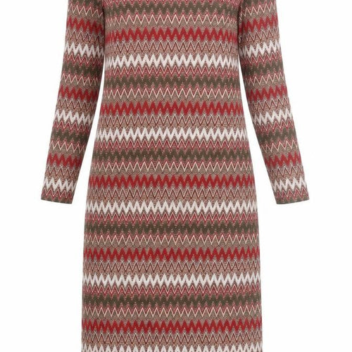 Springfield Women’s Red Green Chevron Midi Sheath Dress Size 12