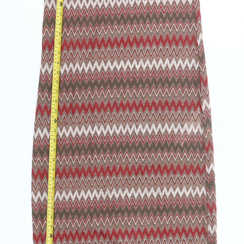 Springfield Women’s Red Green Chevron Midi Sheath Dress Size 12