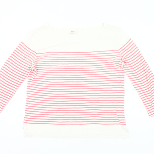 Hush Womens Pink White Striped Cotton 3/4 Sleeve T-Shirt M