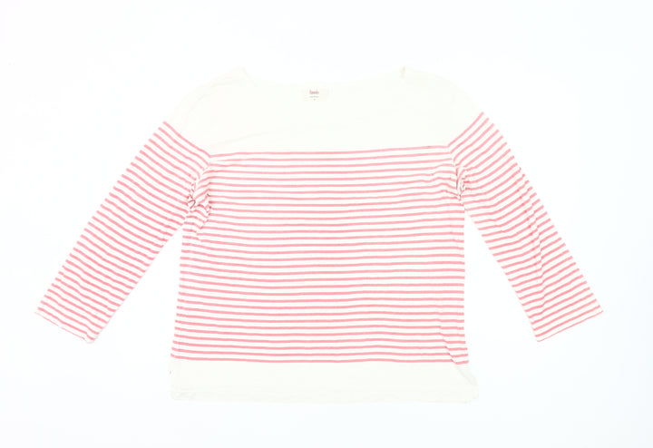 Hush Womens Pink White Striped Cotton 3/4 Sleeve T-Shirt M