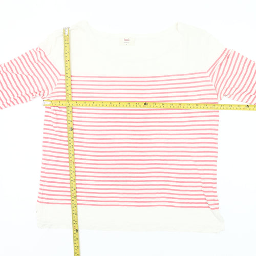 Hush Womens Pink White Striped Cotton 3/4 Sleeve T-Shirt M