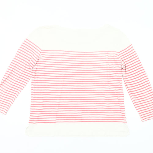 Hush Womens Pink White Striped Cotton 3/4 Sleeve T-Shirt M