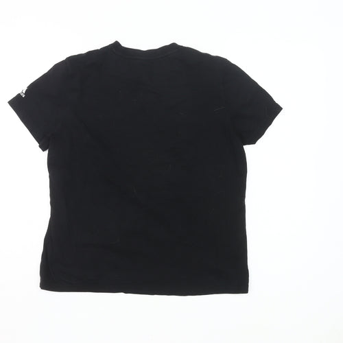 Adidas Womens Black L Logo T-Shirt Short Sleeve Cotton Sports Tee