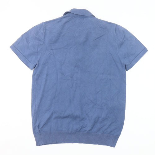 Next Men's Blue Polo Shirt S Regular Fit Short Sleeve Cotton Blend