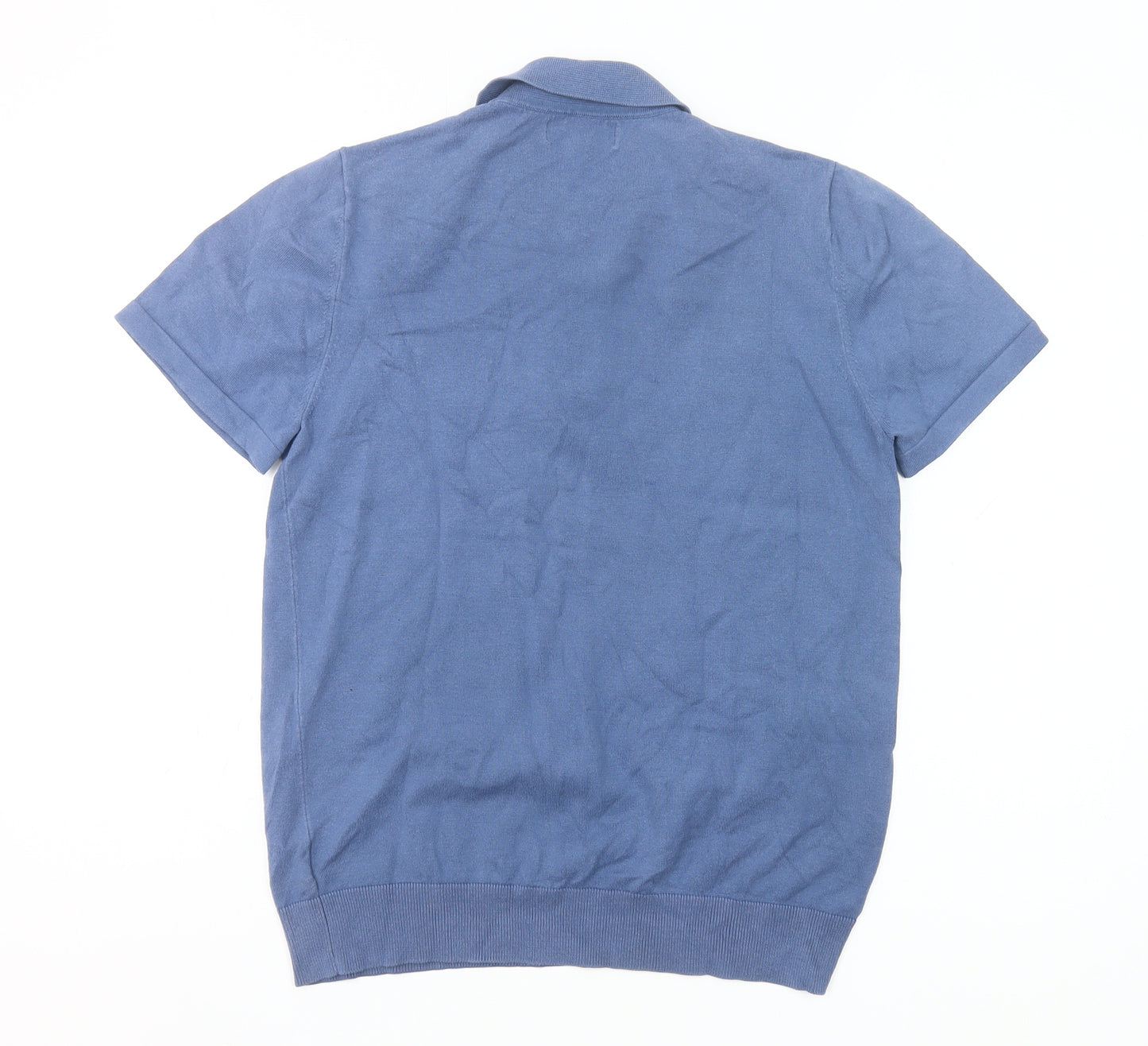 Next Men's Blue Polo Shirt S Regular Fit Short Sleeve Cotton Blend