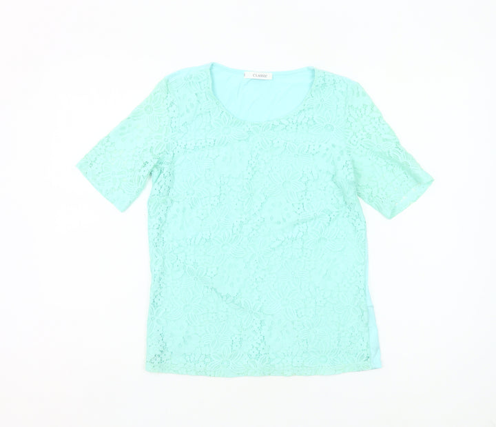 Marks and Spencer Women’s Blue Lace Blouse UK 8 Short Sleeve Tunic