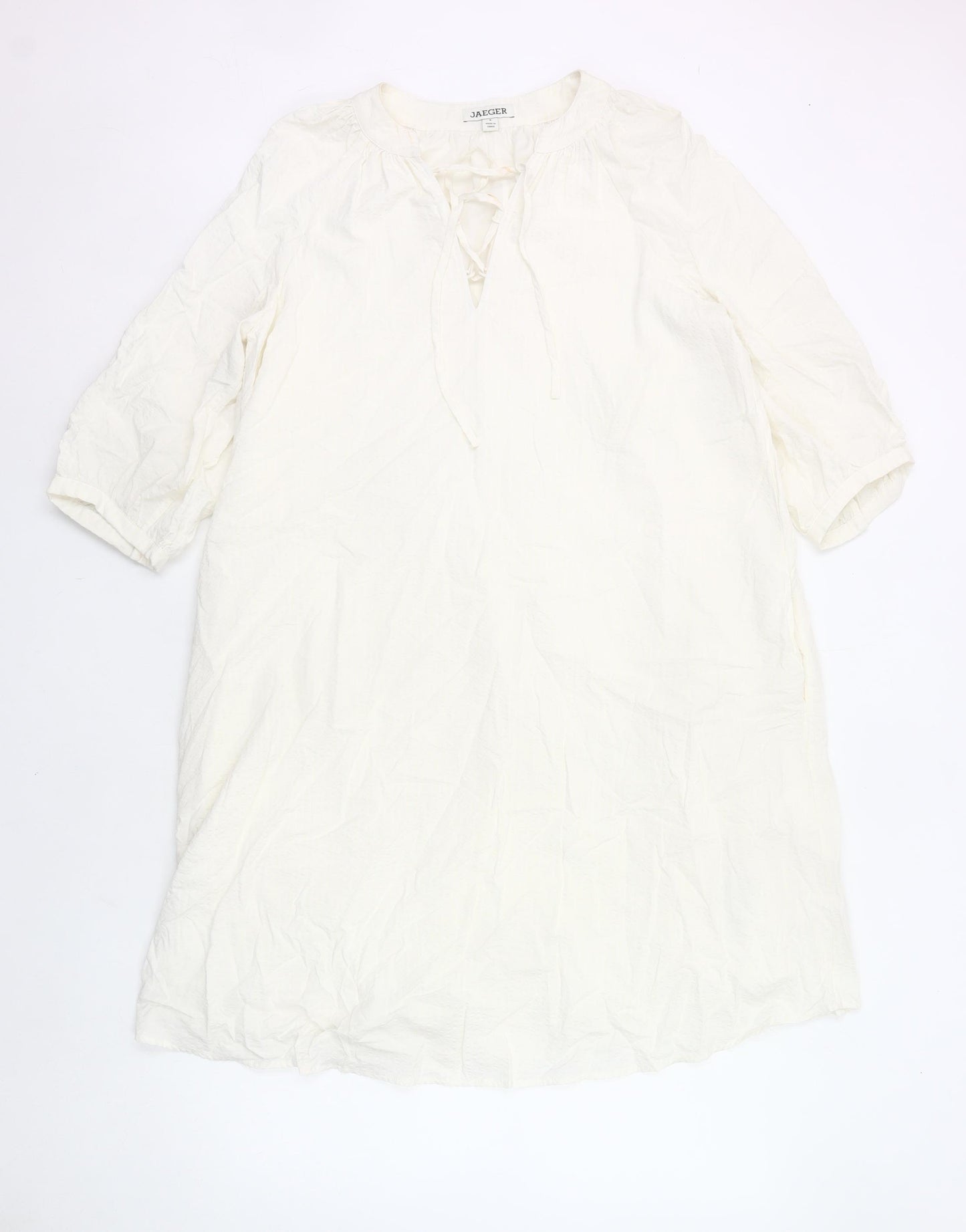 Jaeger Womens Ivory Shift Dress Size 8 Knee Length 3/4 Sleeve