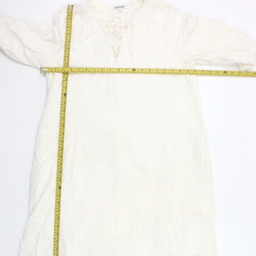 Jaeger Womens Ivory Shift Dress Size 8 Knee Length 3/4 Sleeve