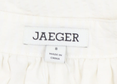 Jaeger Womens Ivory Shift Dress Size 8 Knee Length 3/4 Sleeve