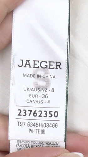 Jaeger Womens Ivory Shift Dress Size 8 Knee Length 3/4 Sleeve
