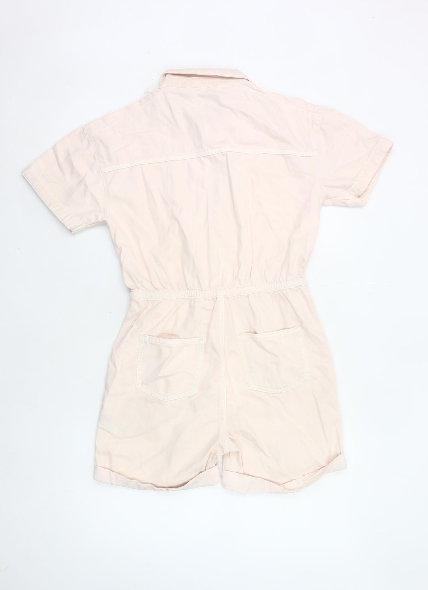 Marks and Spencer Girls Ivory Playsuit 12-13 Years Cotton Blend Zip Casual