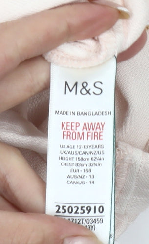 Marks and Spencer Girls Ivory Playsuit 12-13 Years Cotton Blend Zip Casual