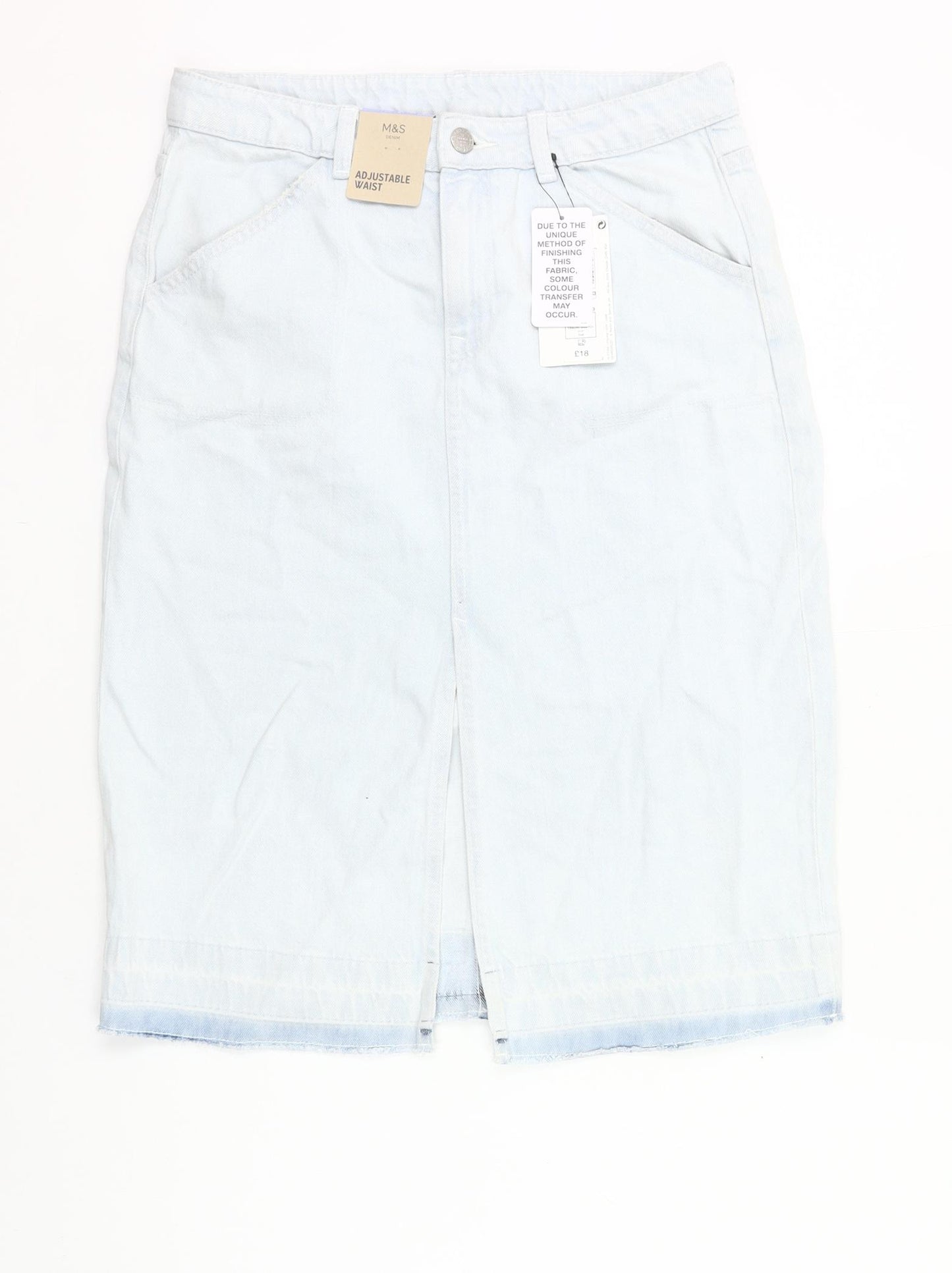 Marks and Spencer Girls Blue Denim Straight Skirt 13-14 Years Knee-Length