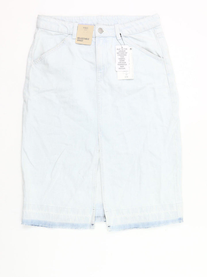 Marks and Spencer Girls Blue Denim Straight Skirt 13-14 Years Knee-Length