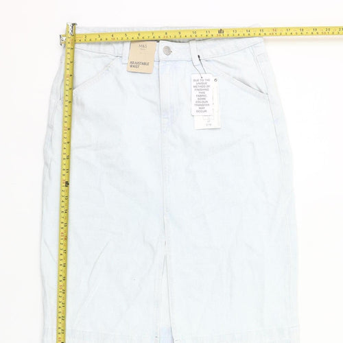 Marks and Spencer Girls Blue Denim Straight Skirt 13-14 Years Knee-Length