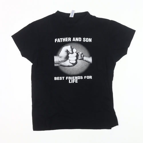 JHK Men’s Black Crew Neck Father Son Friendship Quote T-Shirt Size S