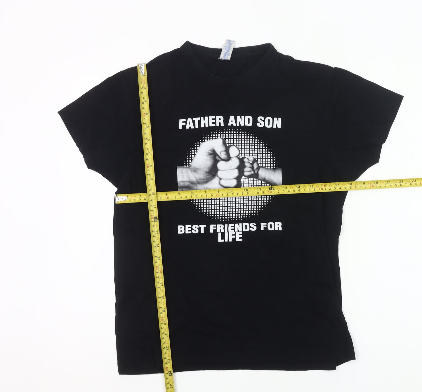 JHK Men’s Black Crew Neck Father Son Friendship Quote T-Shirt Size S