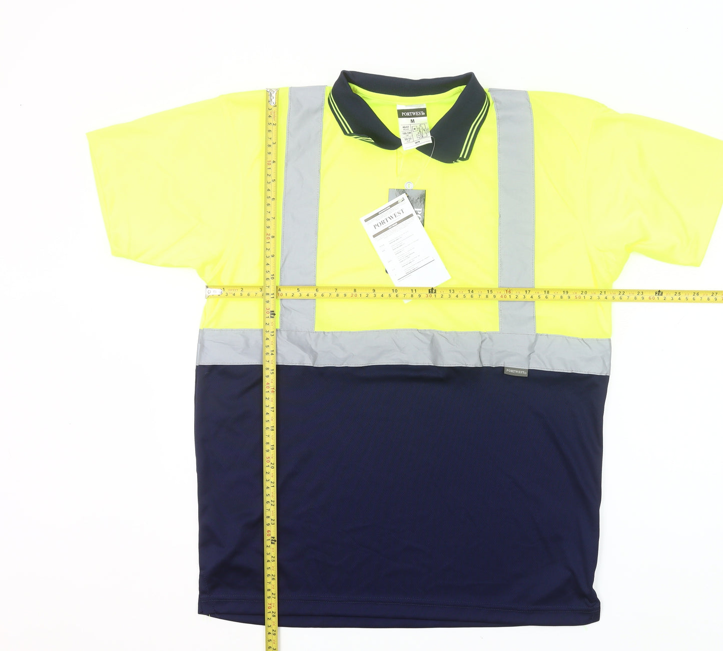 Portwest Mens Yellow Navy Hi Vis Work Polo Shirt Size M