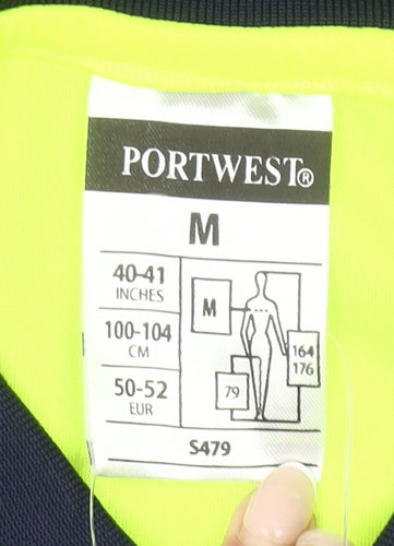 Portwest Mens Yellow Navy Hi Vis Work Polo Shirt Size M
