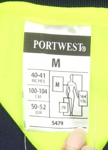 Portwest Mens Yellow Navy Hi Vis Work Polo Shirt Size M