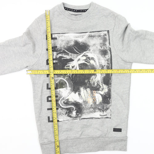 Firetrap Men's Grey Graphic Sweatshirt Crew Neck Pullover Size S