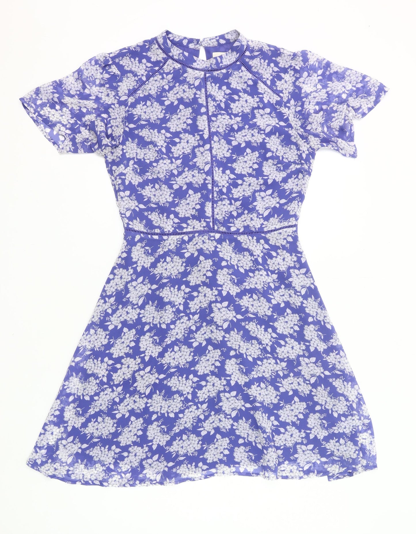 Oasis Women’s Blue Floral A-Line Dress Size 10 Short Sleeve