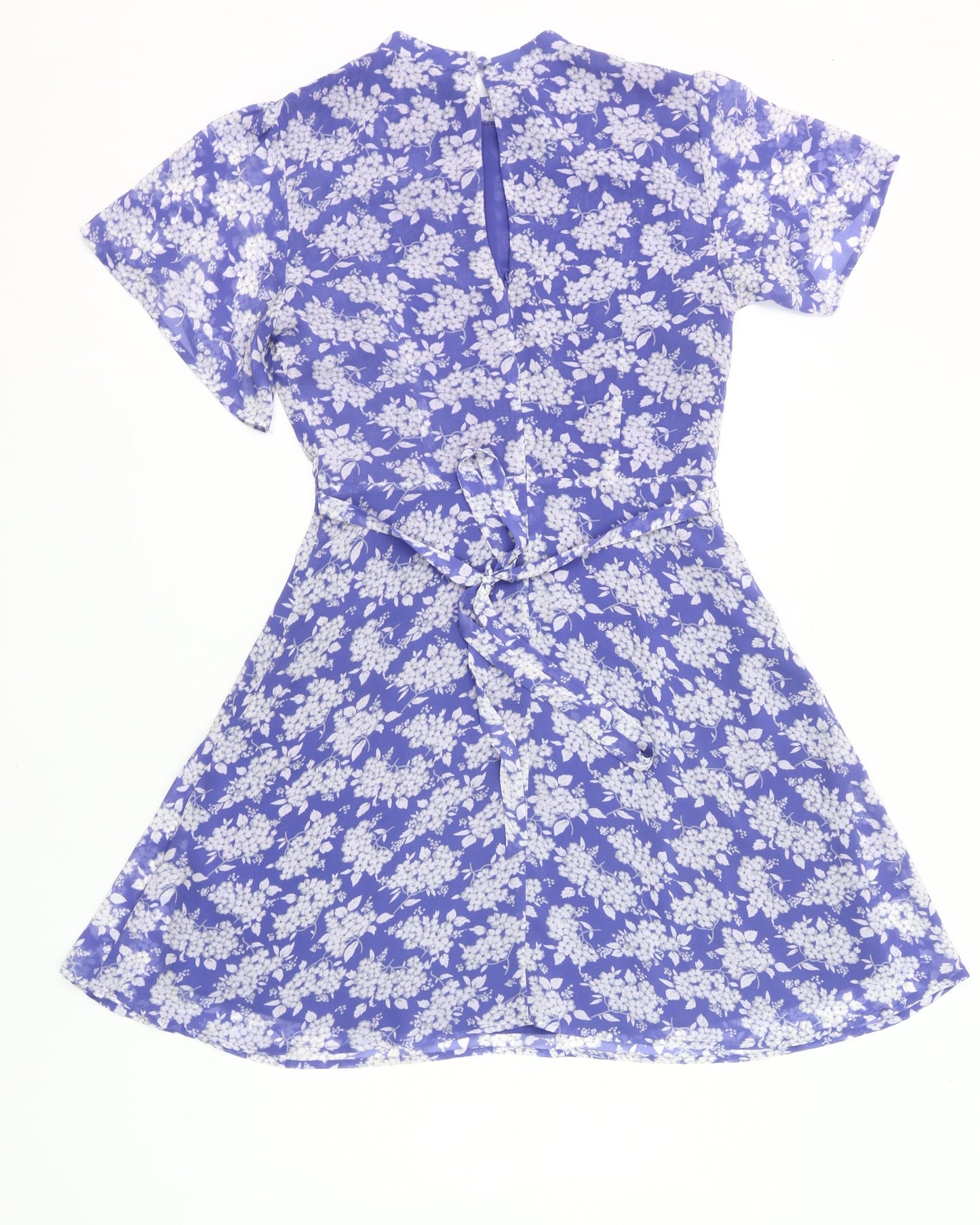 Oasis Women’s Blue Floral A-Line Dress Size 10 Short Sleeve