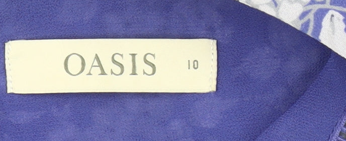Oasis Women’s Blue Floral A-Line Dress Size 10 Short Sleeve