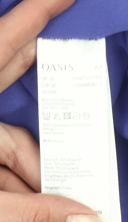 Oasis Women’s Blue Floral A-Line Dress Size 10 Short Sleeve
