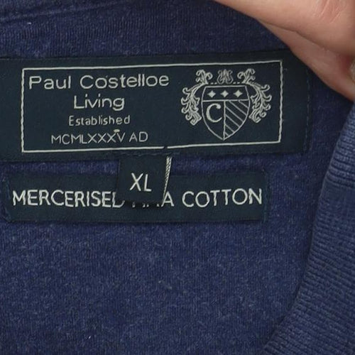 Paul Costelloe Men’s Blue XL Cotton Polo Shirt Short Sleeve