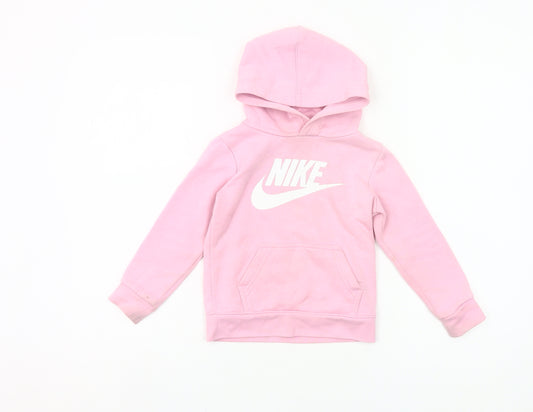 Nike Girls Pink Pullover Hoodie 2-3 Years Logo Fleece Sweatshirt