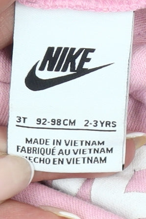 Nike Girls Pink Pullover Hoodie 2-3 Years Logo Fleece Sweatshirt