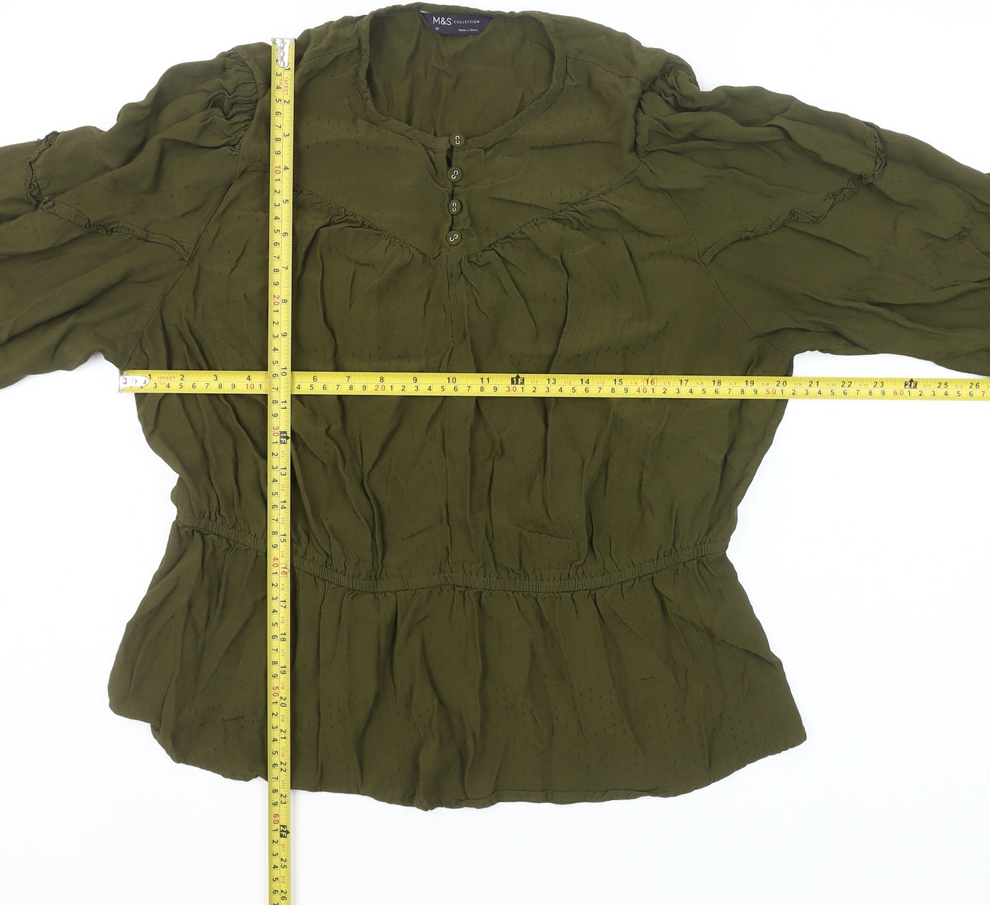 Marks and Spencer Women’s Green Viscose Blouse Size 20 Tunic Style