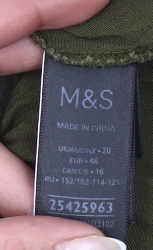 Marks and Spencer Women’s Green Viscose Blouse Size 20 Tunic Style
