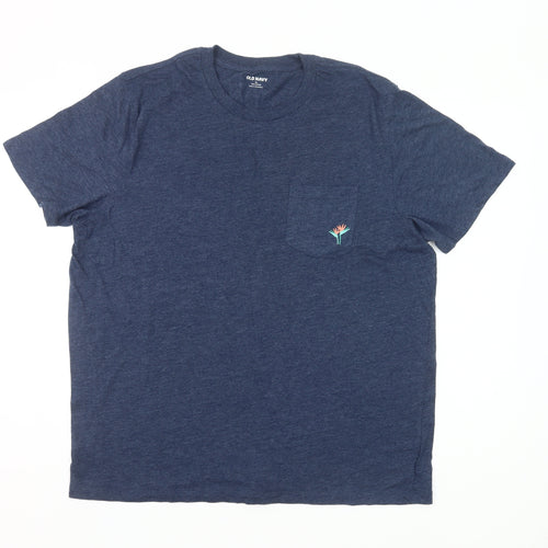Old Navy Women Blue XL Basic Crew Neck Short Sleeve T-Shirt