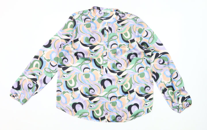 Gallery Women’s Multicoloured Blouse Size 14 Retro Geometric Long Sleeve