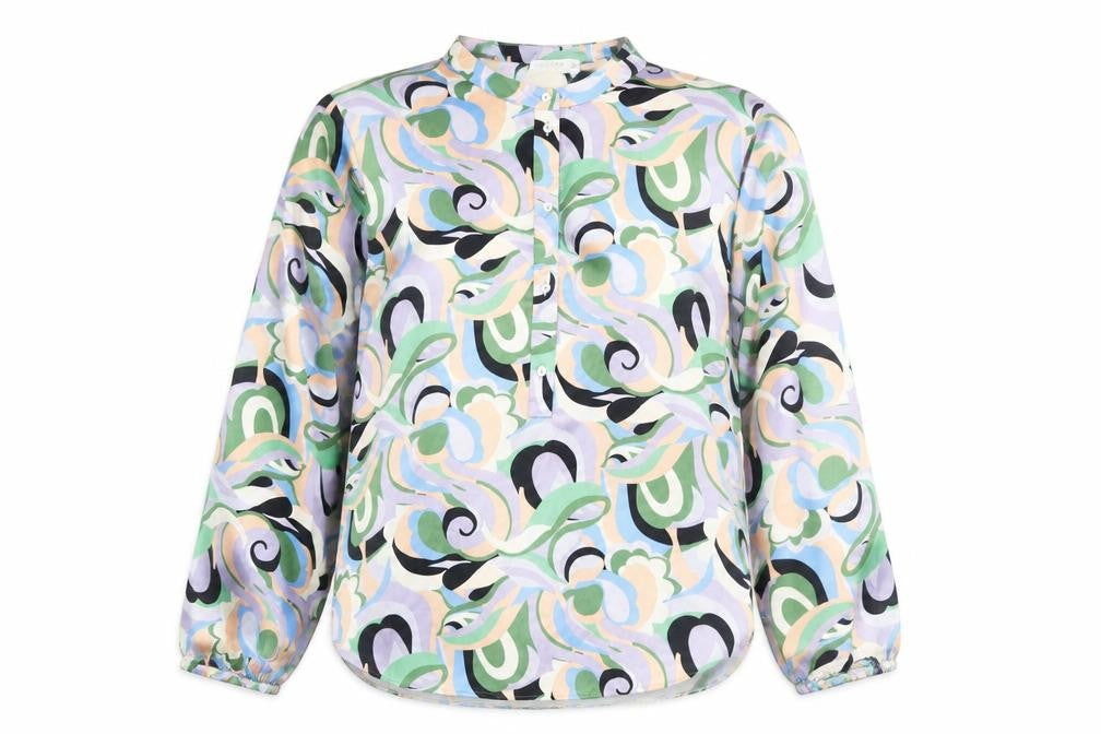 Gallery Women’s Multicoloured Blouse Size 14 Retro Geometric Long Sleeve