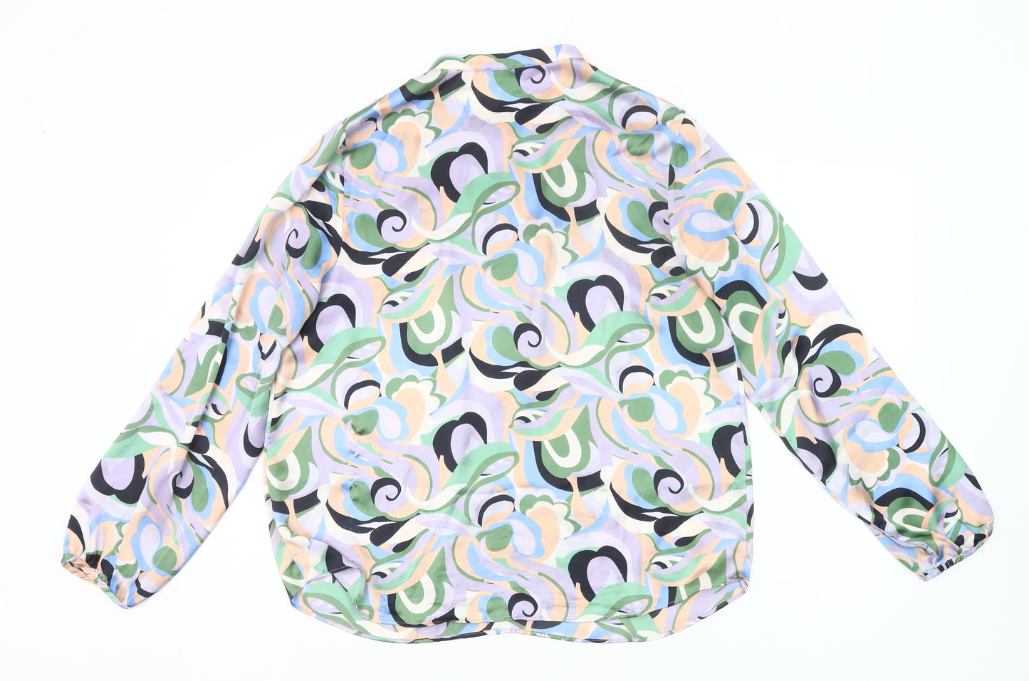 Gallery Women’s Multicoloured Blouse Size 14 Retro Geometric Long Sleeve