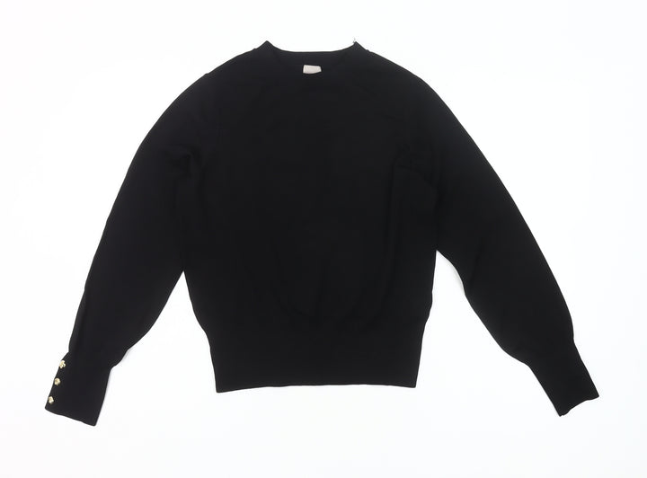 H&M Women's Black Crew Neck Pullover Jumper Size S Long Sleeve