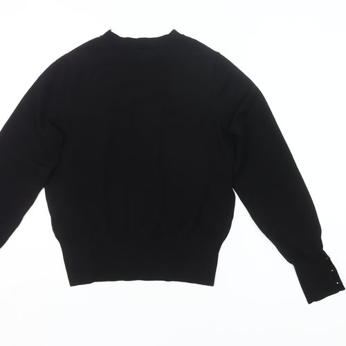 H&M Women's Black Crew Neck Pullover Jumper Size S Long Sleeve