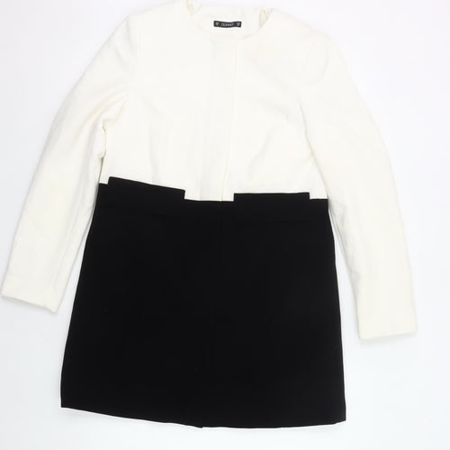 Dunnes Women’s Black White Colourblock Coat Size 10 Workwear