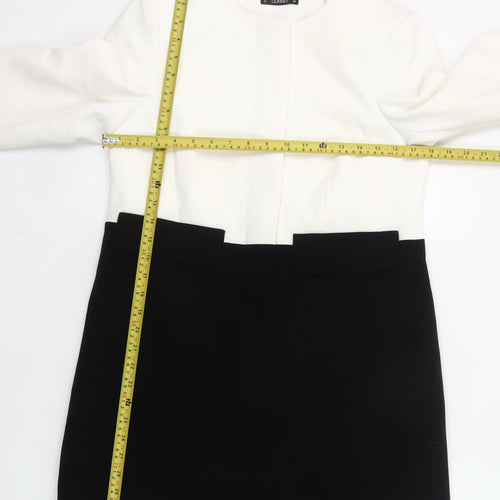 Dunnes Women’s Black White Colourblock Coat Size 10 Workwear