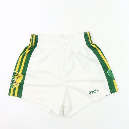 O'Neill Boys White Green Athletic Sports Shorts 24in Elastic Waist